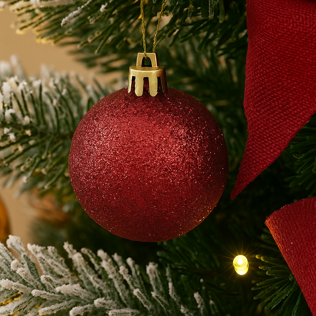 Mini Red & Gold Christmas Tree with Pinecones
