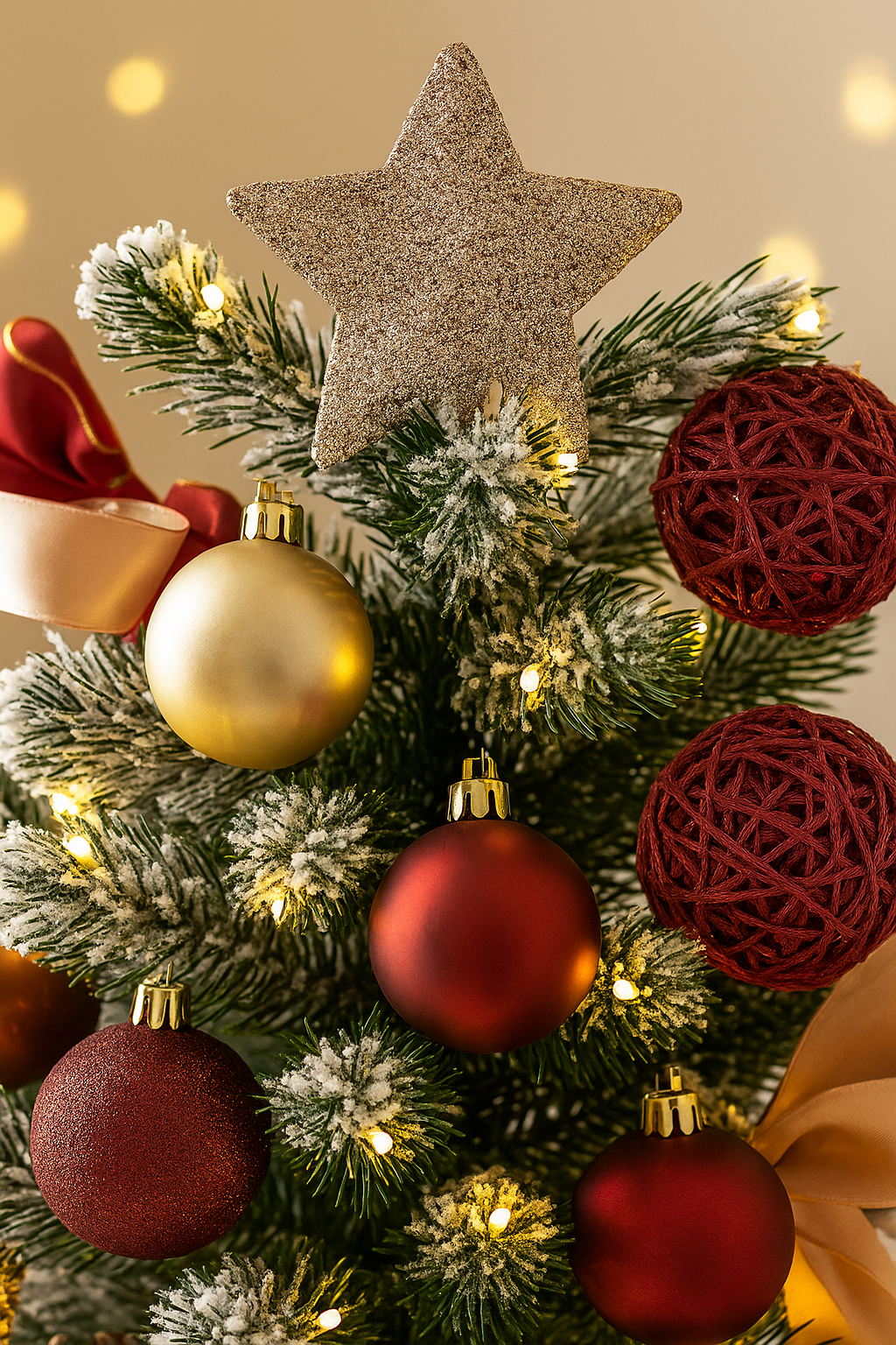 Classic Gold & Red Christmas Tree