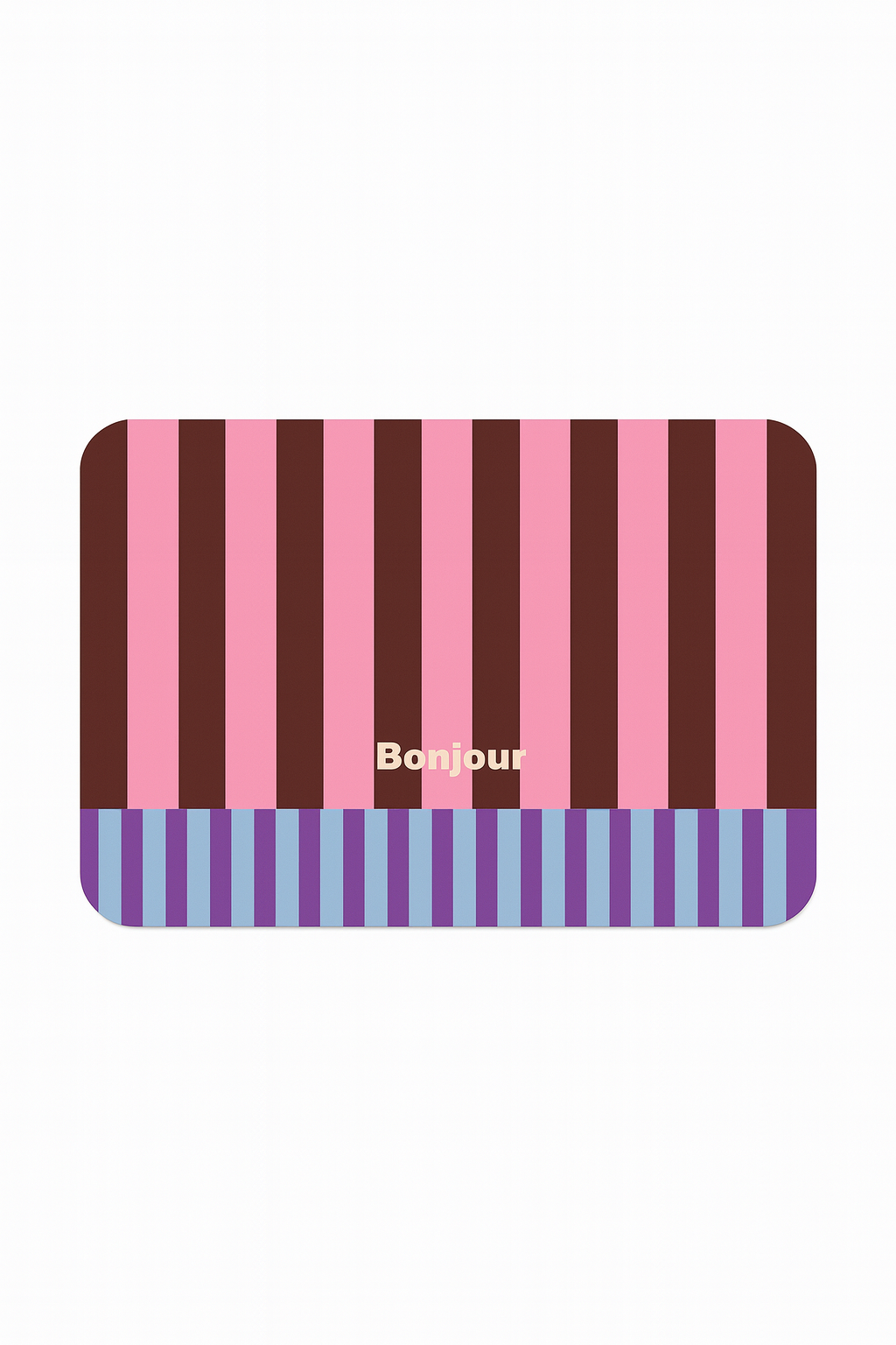 “Bonjour” Candy Stripe Floor Mat