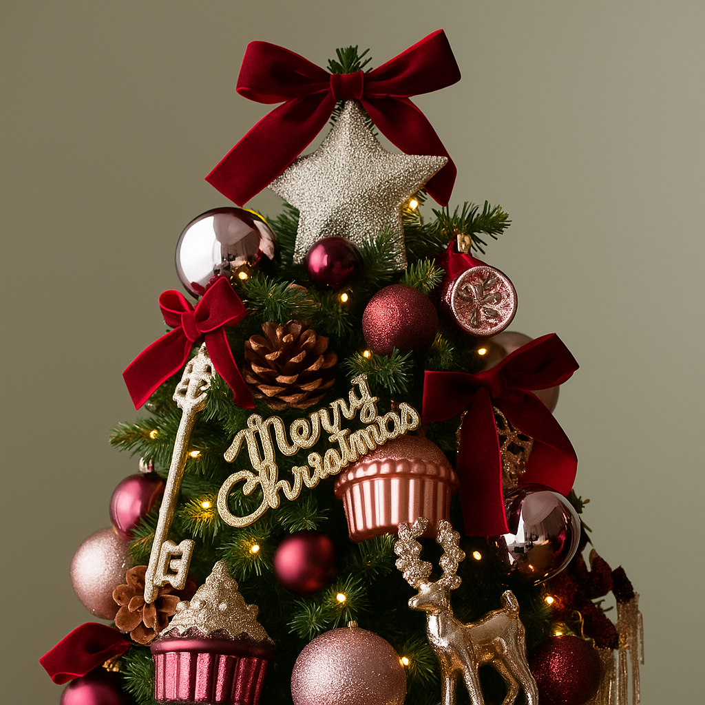 Mini Burgundy & Gold Christmas Tree