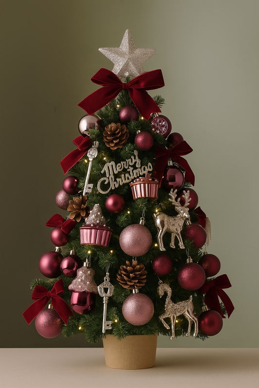 Mini Burgundy & Gold Christmas Tree