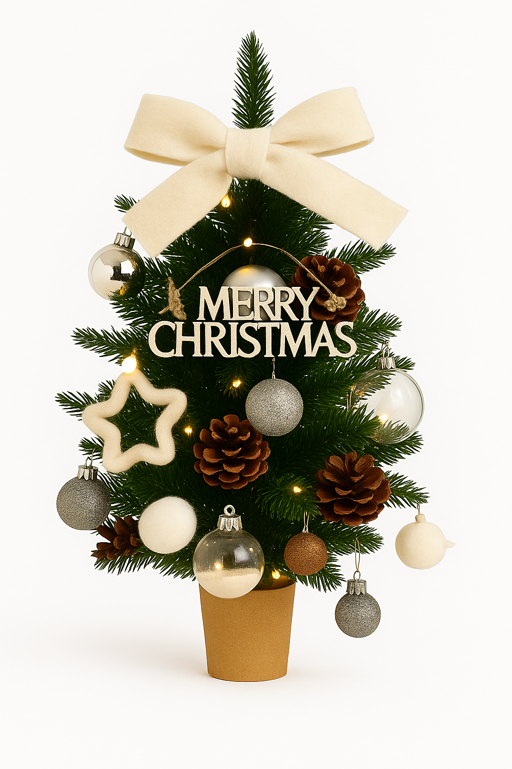 Cream Velvet Bow Christmas Tree