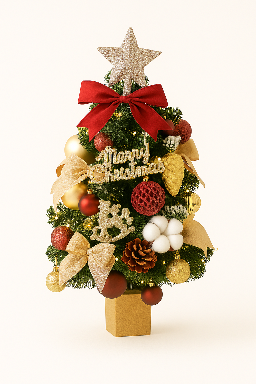 Classic Gold & Red Christmas Tree