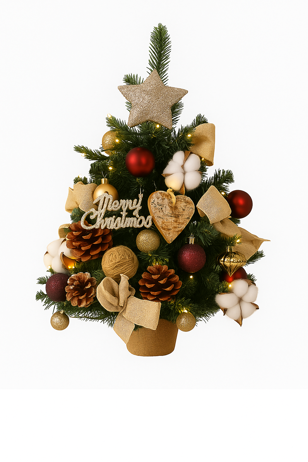 Rustic Cotton & Pinecone Christmas Tree
