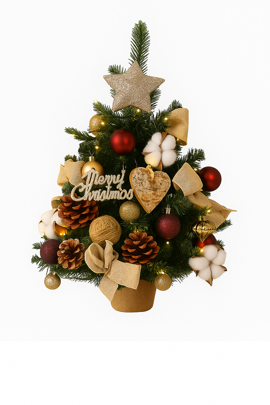 Rustic Cotton & Pinecone Christmas Tree