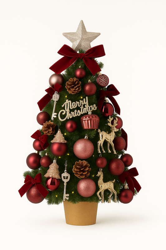 Mini Burgundy & Gold Christmas Tree