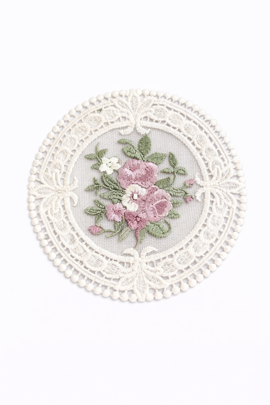 Embroidered Floral Lace Coaster