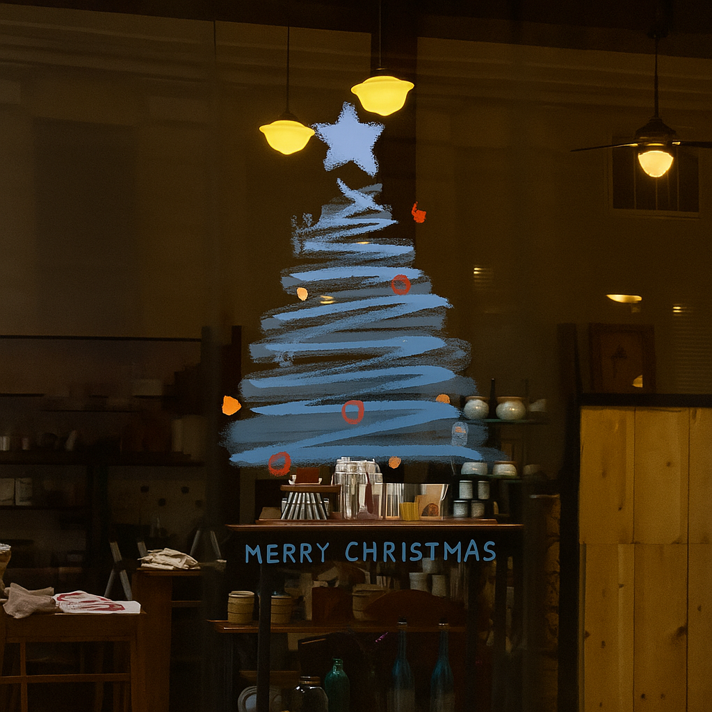 Hand-Painted Christmas Window Stickers
