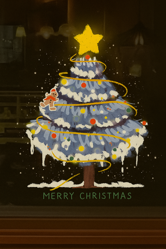 Hand-Painted Christmas Window Stickers