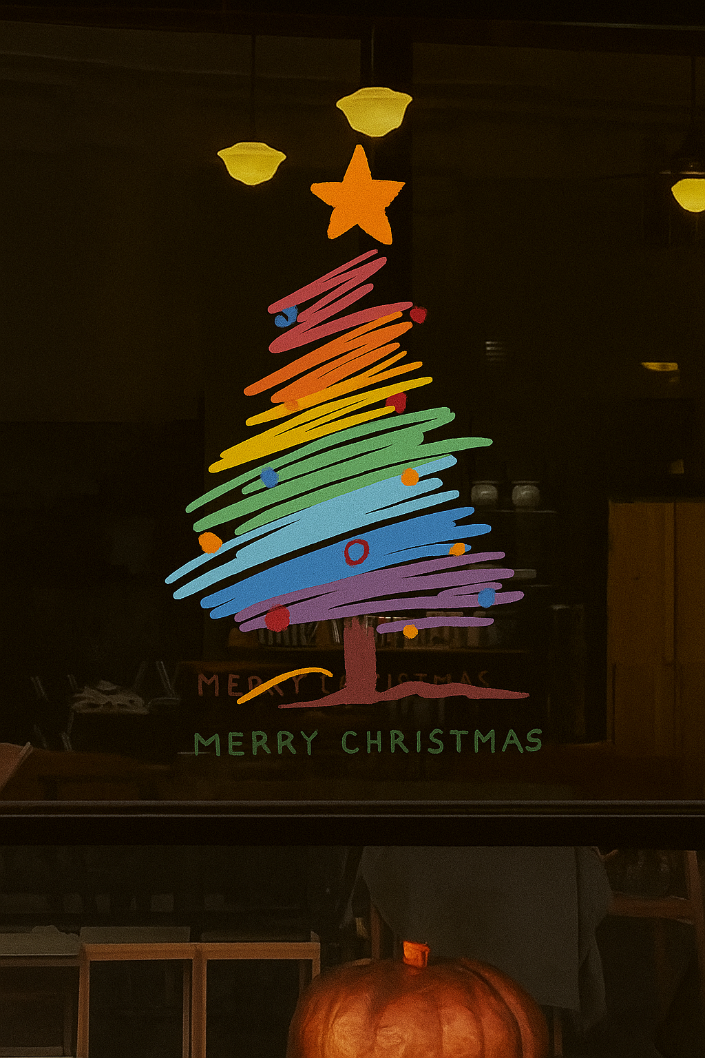 Hand-Painted Christmas Window Stickers