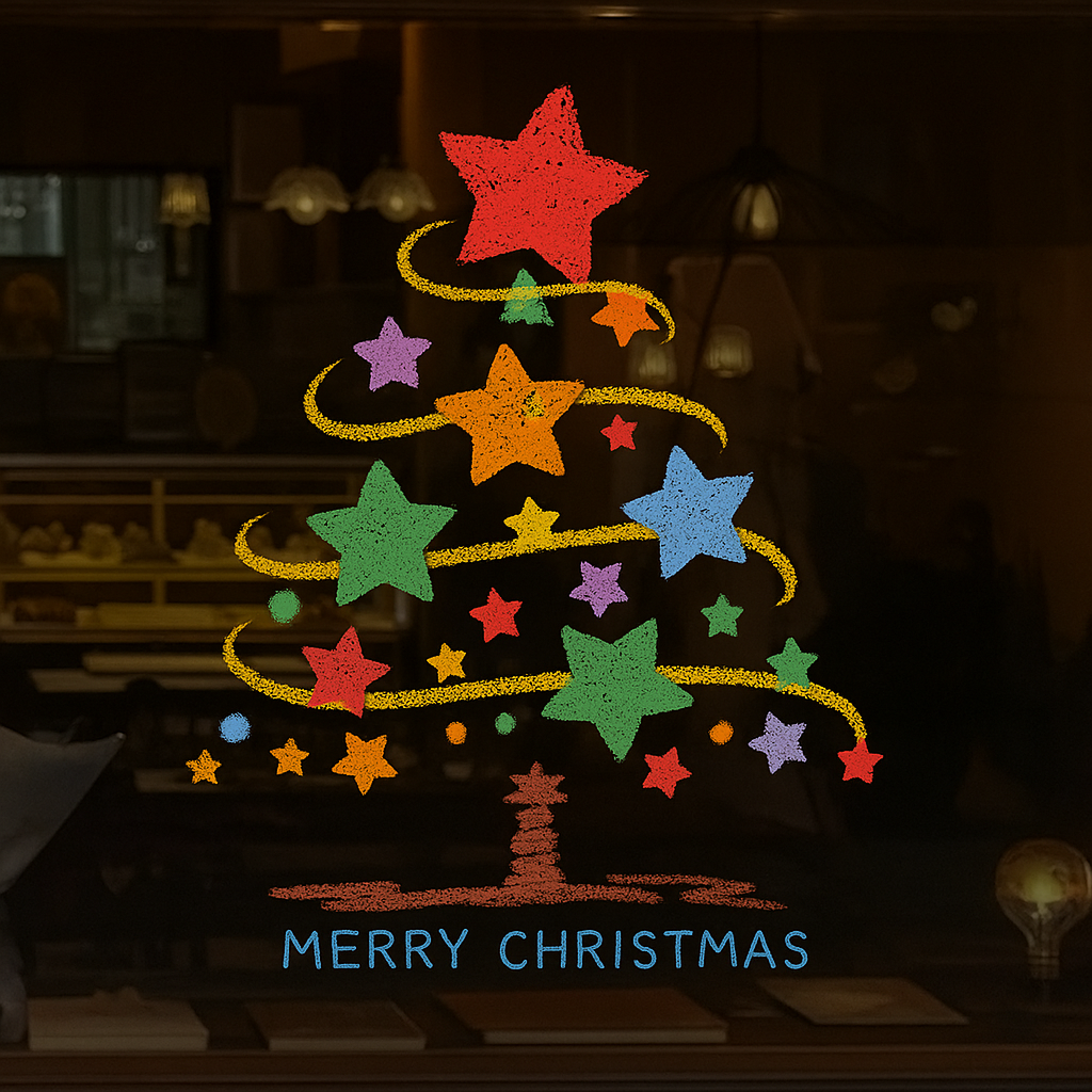 Hand-Painted Christmas Window Stickers
