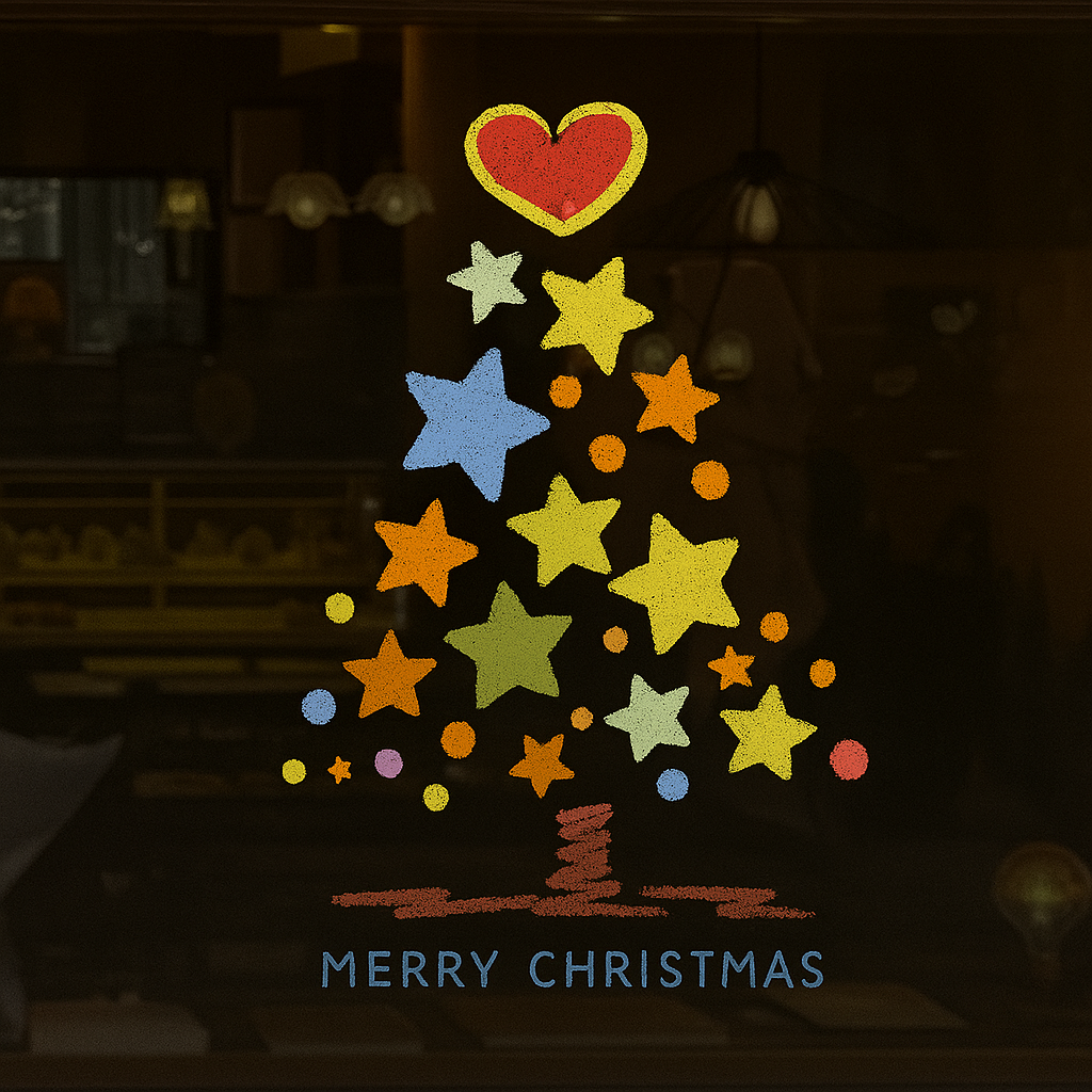 Hand-Painted Christmas Window Stickers